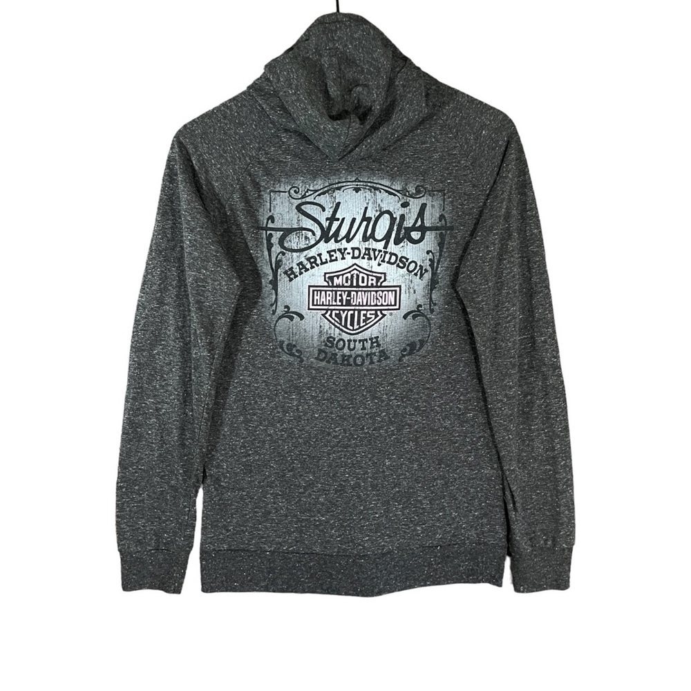Womens Y2K Sturgis Harley Davidson Zip Up Light Jacket size Large Gray Bikers